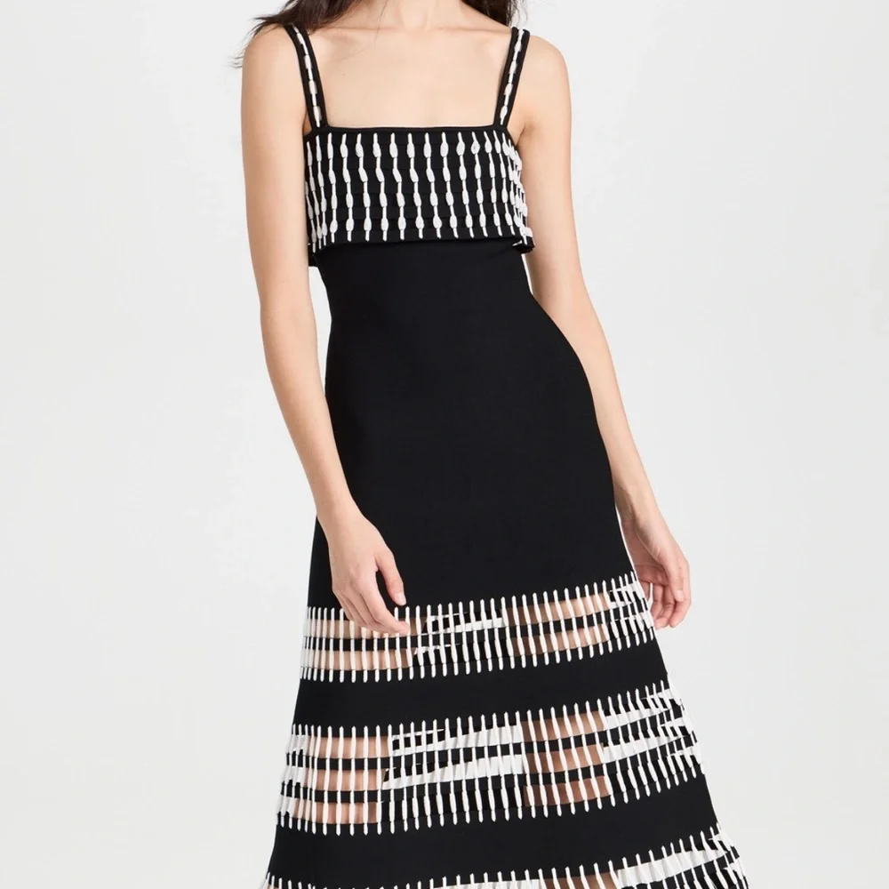 Alexis Black and White Patterned Midi Dress - Picture 4 of 10